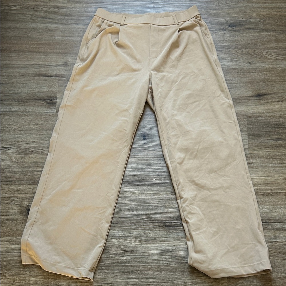 Beige Wide Leg Trousers